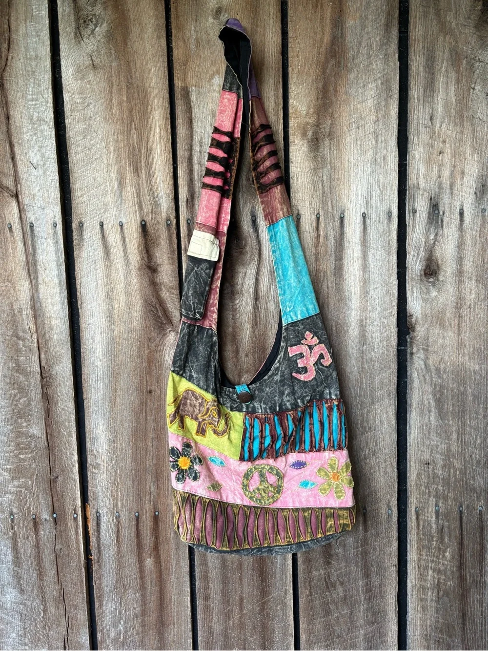 Nepal 100% Cotton Boho Patchwork Hobo Bag Elephant Om Peace Hippie Purse